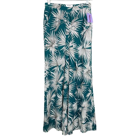 Runaway Australia Womens Tropical Print Thigh Split Pants Palm Tree Green Size 2 - Picture 1 of 10